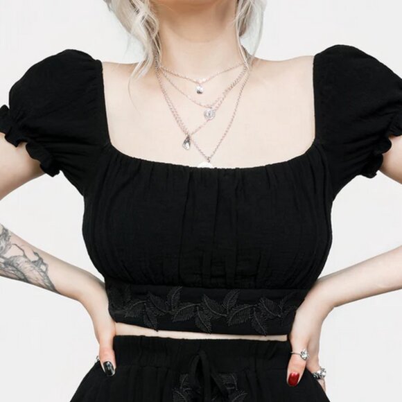 Disturbia Vine Textured Crop Top and Wide Leg Trouser - Picture 2 of 7